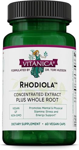 Vitanica Rhodiola Rosea Root Extract 200mg, Dr. Formulated, 3% Rosavins & 1% Salidroside, Rhodiola Root 85mg, Vegan, 60 Capsules in Saudi Arabia