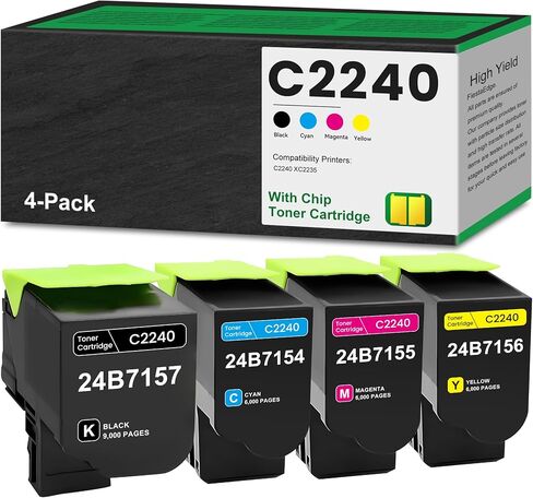 C2240 XC2235 Toner Cartridge 4 Pack Remanufactured 24B7157 24B7154 24B7155 24B7156 Toner Replacement for Lexmark C2240 XC2235 Printer Toner (1 Black 1 Cyan 1 Magenta 1 Yellow) in Saudi Arabia