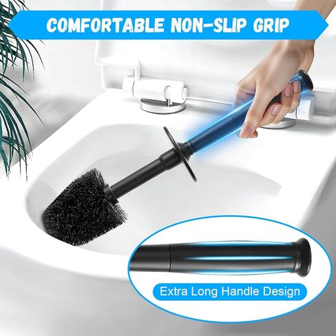 Toilet Brush and Holder, Compact Size Toilet Bowl Brush, Small Size Plastic Holder Easy to Hide, Space Saving for Storage, Drip-Proof, Easy to Assemble, Deep Cleaning… in Saudi Arabia
