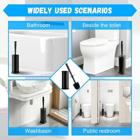 Toilet Brush and Holder, Compact Size Toilet Bowl Brush, Small Size Plastic Holder Easy to Hide, Space Saving for Storage, Drip-Proof, Easy to Assemble, Deep Cleaning… in Saudi Arabia
