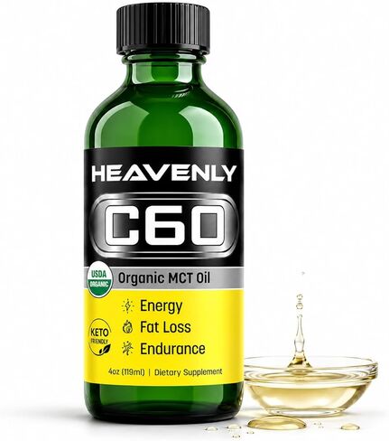 C60 MCT Organic Coconut Oil Cold Pressed - Enhance Natural Healing, Amplify Energy & Mental Clarity - MCT Oil Organic Perfect for Enhanced Physical Performance, Skin Vitality & Hair Growth in Saudi Arabia
