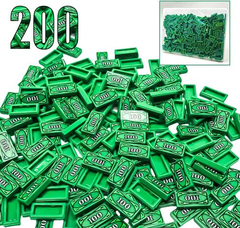 200PCS 100 Dollar Bill Bank Cash Minifigure, Green Money Tile Accessories for Building, Compatible with Lego Creative Building (200 PCS) in Saudi Arabia