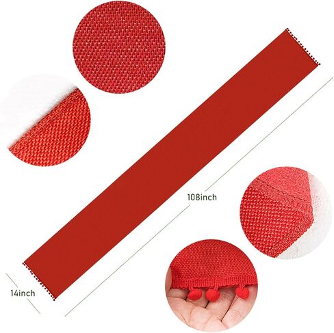 Christmas Table Runner, 14x72 inch Rustic Burlap Table Runner with Pom Pom Red Dining Table Runner for Christmas Wedding Valentine's Day Party Decorations in Saudi Arabia