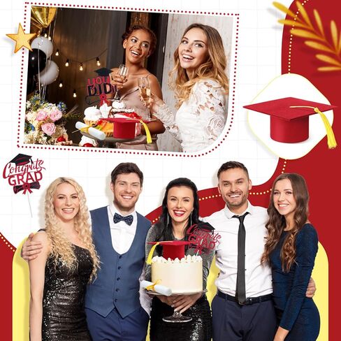 4 Pcs Congrats Grad Cake Topper Includes You Did It Cake Topper Felt Graduation Cap with Tassel Diploma Decoration for 2025 Senior School University College Graduation Party Supplies(Black) in Saudi Arabia