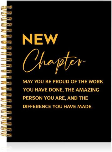New Chapter Funny Black Golden Spiral Notebook, Retirement Gifts for Boss, New Job Gifts, Farewell Thank You Gifts for Coworker, Farewell Party Gifts, Office Gifts in Kuwait
