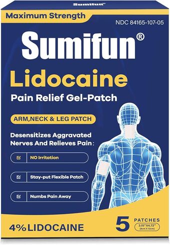 Sumifun Medium Size Lidocaine Patches - Plantar Fasciitis Relief, Foot & Neck & Arm & Small Pain Areas - Maximum OTC Strength - Stays in Place (Small, Count, 30) in Saudi Arabia