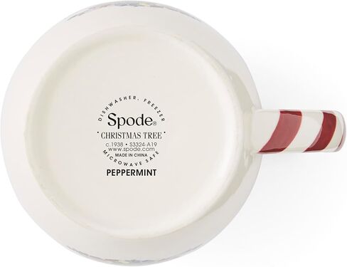 Spode Christmas Tree 14 oz Holiday Mugs (Set of 4) - Festive Coffee Mugs with Peppermint Candy Cane Handle, Stoneware Christmas Mugs Ideal for Hot Cocoa - Holiday Tea Mugs, Winter Beverages in Saudi Arabia