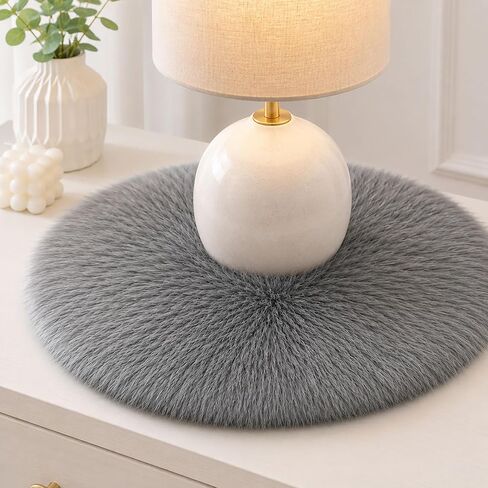 Faux Fur Placemats White Fur Table Runner Small Luxury Shaggy Sheepskin Table Linen Wedding Decor Designer Accessories Set of 2 (White, 18 x 12 inches) in Saudi Arabia