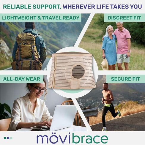 Movibrace Abdominal Ostomy Belt for Post-Operative Care after Colostomy or Ileostomy Surgery Abdomen (Large), Black in Kuwait