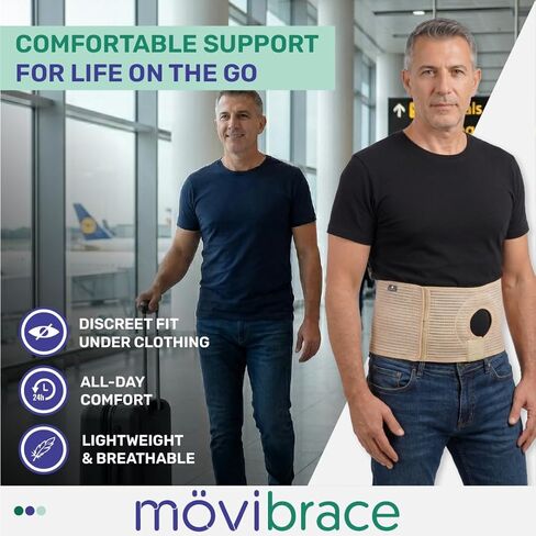 Movibrace Abdominal Ostomy Belt for Post-Operative Care after Colostomy or Ileostomy Surgery Abdomen (Large), Black in Kuwait