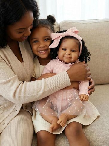 Angelbaby Reborn Real Life Baby Dolls 24inch Soft Silicone Realistic Weighted Dark Brown Skin Newborn Reborn Toddler Girl Doll Detailed Toys for Children Gifts in Saudi Arabia