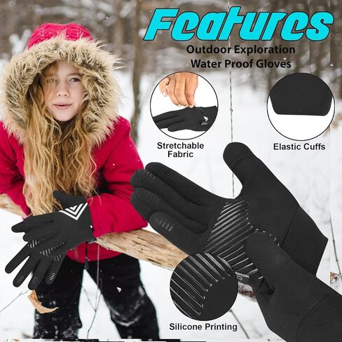 Winter Warm Kids Gloves, Children Thermal Touchscreen Gloves, Anti-Slip, Sports, Cycling, Running, Riding, Outdoor Gloves for Boys Girls 4-12 Years Old in Saudi Arabia