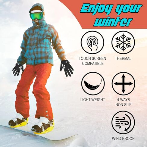 Winter Warm Kids Gloves, Children Thermal Touchscreen Gloves, Anti-Slip, Sports, Cycling, Running, Riding, Outdoor Gloves for Boys Girls 4-12 Years Old in Saudi Arabia