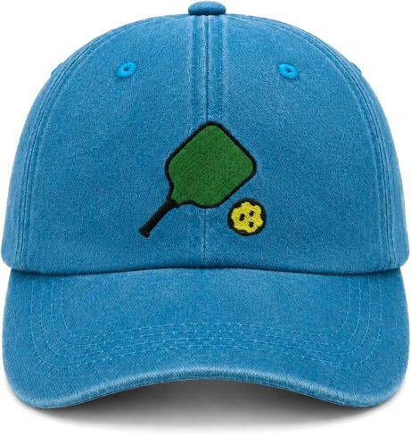 Pickleball Hat,Adjustable Washed Denim Embroidered Pickleball Racket Cap for Men Women Pickleball Fan in Saudi Arabia