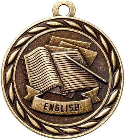 Express Medals Pack of 10 (or More) 2 Inch Gold English Award Medals Variations with or Without Engraving Personalization Engraved Custom Text Names in Saudi Arabia