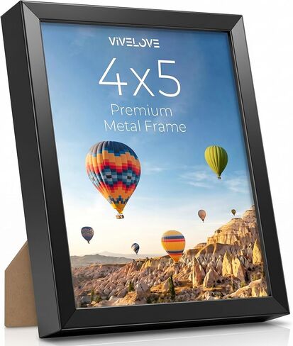 4x5 Metal Picture Frame, Black Aluminum Picture Frames with Tempered Glass, Wall Mounting Horizontally or Vertically, Simple and Elegant Decor for Wall-1Pack in Kuwait