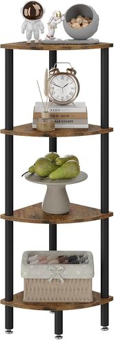 IBUYKE 5 Tier Corner Shelf Stand,Industrial Corner Display Rack,Corner Bookshelf for Living Room, Bedroom, Kitchen, Home Office, White WBC010W in Saudi Arabia