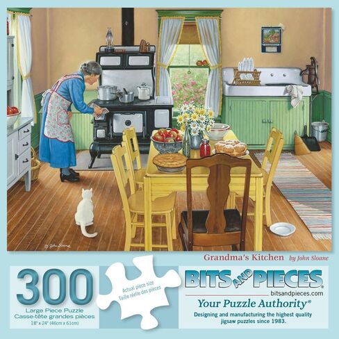 Bits and Pieces - 300 Piece Jigsaw Puzzle for Adults - 18" x 24" - Grandma's Kitchen - 300 pc Large Piece Nostalgic Cooking Jigsaw by John Sloane in Saudi Arabia