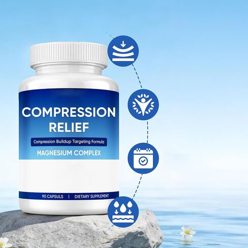 Relify 8-in-1 Magnesium Complex, 1000mg Compression Relief Capsules, Support Back, Spine & Discs, Reduces Pressure, Deeply Hydrating, Non-GMO, 90 Capsules (1) in Saudi Arabia
