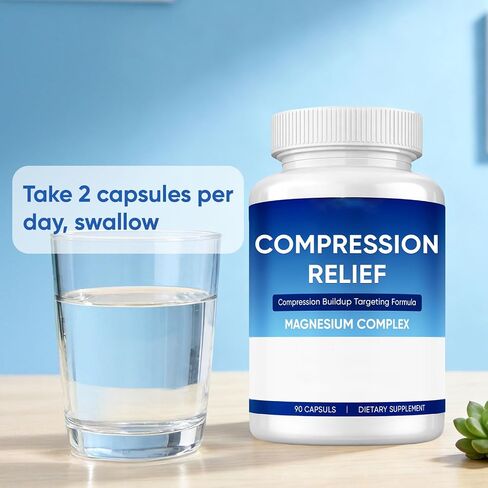 Relify 8-in-1 Magnesium Complex, 1000mg Compression Relief Capsules, Support Back, Spine & Discs, Reduces Pressure, Deeply Hydrating, Non-GMO, 90 Capsules (1) in Saudi Arabia