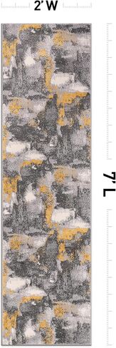 Rugshop Brighton Modern Abstract Stain Resistant Soft Area Rug 3'3" x 5' Yellow in Kuwait
