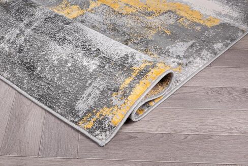 Rugshop Brighton Modern Abstract Stain Resistant Soft Area Rug 3'3" x 5' Yellow in Kuwait