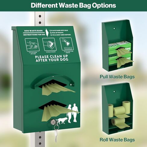 POCHAR Dog Waste Station Outdoor, Aluminum Rustproof Pet Poop Station with 600 Waste Bags & 50 Can Liners, Dog Park Equipment with Sign & Lid - Pet Poop Disposal System for Backyard in Saudi Arabia
