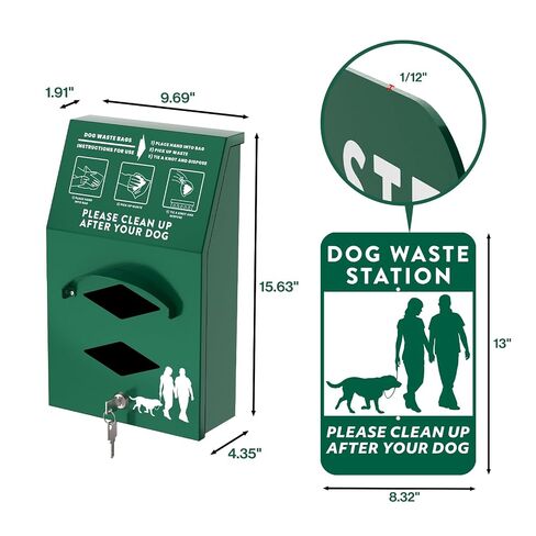 POCHAR Dog Waste Station Outdoor, Aluminum Rustproof Pet Poop Station with 600 Waste Bags & 50 Can Liners, Dog Park Equipment with Sign & Lid - Pet Poop Disposal System for Backyard in Saudi Arabia