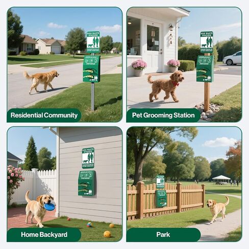 POCHAR Dog Waste Station Outdoor, Aluminum Rustproof Pet Poop Station with 600 Waste Bags & 50 Can Liners, Dog Park Equipment with Sign & Lid - Pet Poop Disposal System for Backyard in Saudi Arabia