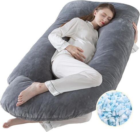 WhatsBedding Pregnancy Pillows,U-Shaped Pregnancy Pillows for Sleeping,Memory Foam Filling Full Body Pillow for Adults,Maternity Pillow with Velvet Covers in Saudi Arabia