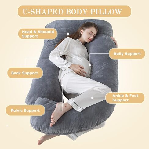 WhatsBedding Pregnancy Pillows,U-Shaped Pregnancy Pillows for Sleeping,Memory Foam Filling Full Body Pillow for Adults,Maternity Pillow with Velvet Covers in Saudi Arabia