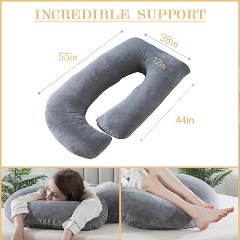 WhatsBedding Pregnancy Pillows,U-Shaped Pregnancy Pillows for Sleeping,Memory Foam Filling Full Body Pillow for Adults,Maternity Pillow with Velvet Covers in Saudi Arabia