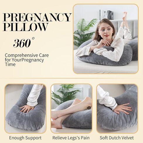 WhatsBedding Pregnancy Pillows,U-Shaped Pregnancy Pillows for Sleeping,Memory Foam Filling Full Body Pillow for Adults,Maternity Pillow with Velvet Covers in Saudi Arabia