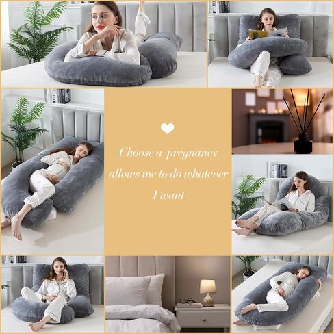 WhatsBedding Pregnancy Pillows,U-Shaped Pregnancy Pillows for Sleeping,Memory Foam Filling Full Body Pillow for Adults,Maternity Pillow with Velvet Covers in Saudi Arabia