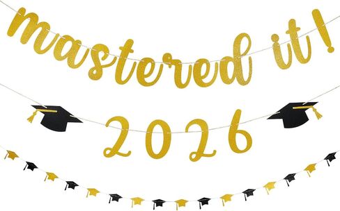 Gold Mastered It 2025 Banner Mastered It Graduation 2025 Banner Decorations for College 2025 Graduation Party Decorations Gold in Saudi Arabia