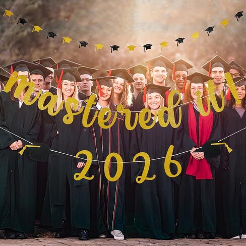 Gold Mastered It 2025 Banner Mastered It Graduation 2025 Banner Decorations for College 2025 Graduation Party Decorations Gold in Saudi Arabia