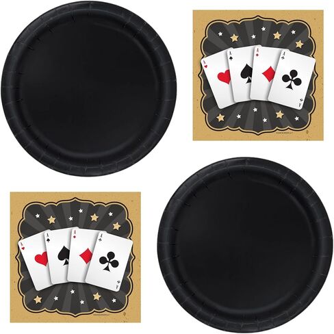Magic Party Supplies - Magician Square Paper Dessert Plates and Playing Card Beverage Napkins (Serves 16) in Saudi Arabia
