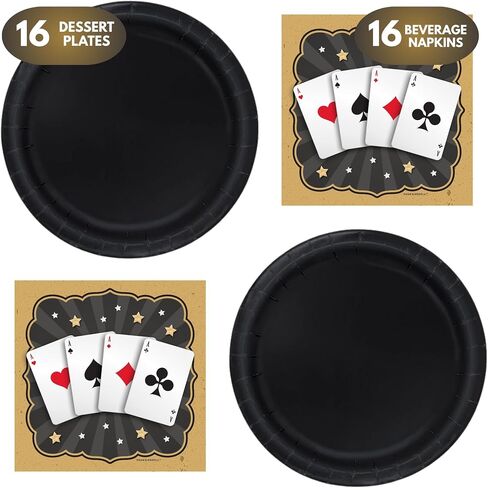 Magic Party Supplies - Magician Square Paper Dessert Plates and Playing Card Beverage Napkins (Serves 16) in Saudi Arabia