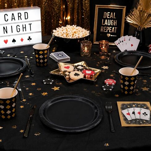 Magic Party Supplies - Magician Square Paper Dessert Plates and Playing Card Beverage Napkins (Serves 16) in Saudi Arabia