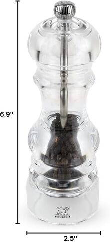 Peugeot - Nancy Manual Pepper Mill - Transparent Adjustable Grinder - Acrylic, Clear, 7 inches in Saudi Arabia