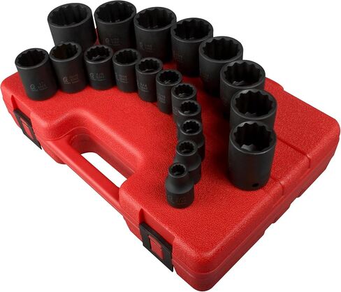 SUNEX TOOLS 2819 1/2-Inch Drive 12-Point SAE Impact Socket Set, 19 Piece in Saudi Arabia