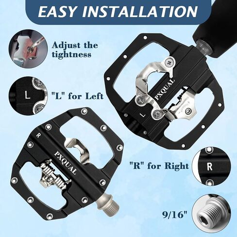SPD Bike Pedals, 9/16 "Mountain Bike Pedal, Aluminum Alloy Sealed Clipless Pedals Compatible with SPD Type Cleats - Easy Clip in & Out in Saudi Arabia