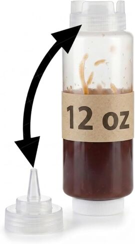 Squeeze Condiment Bottles - Squeeze Condiment Bottles for Sauces Commercial Grade Plastic Dispensers for Ketchup, Mustard, Sauces, Oils & Dressings - Easy Refill, Precision Nozzle (20 oz (1 Pack)) in Saudi Arabia