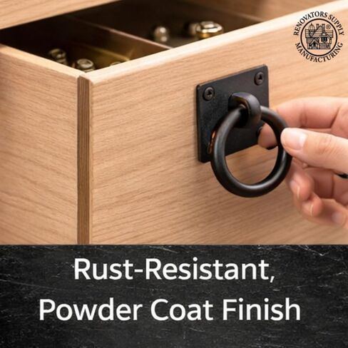 Renovators Supply Manufacturing Black Cabinet Handles 2" x 2" Cast Iron Mission Ring Drawer Pulls for Cabinets and Drawers with Mounting Hardware in Saudi Arabia