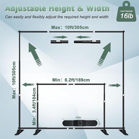 Backdrop Banner Stand, 10 x 10 Ft Adjustable Backdrop Stand Heavy Duty Step and Repeat Backdrop Stand for Parties Photography Photo Booth Wedding Trade Show Exhibition with Carrying Case in Saudi Arabia
