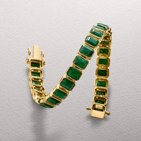 Ross-Simons 25.00 ct. t.w. Bezel-Set Emerald Bracelet in 18kt Gold Over Sterling in Saudi Arabia