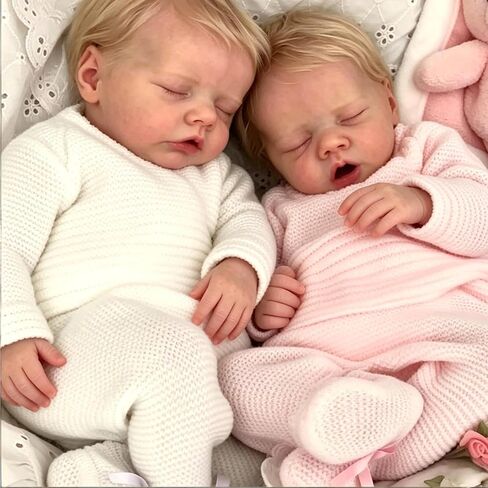 Anano Real LifeLike Twins Boy and Girl ، 18 بوصة تولد من جديد دمى الطفل الكامل واقعية الولادة دمى الأطفال سيليكون الأطفال التشريحيات الصحيح دمية قابلة للغسل كلها جسم الفينيل in Kuwait