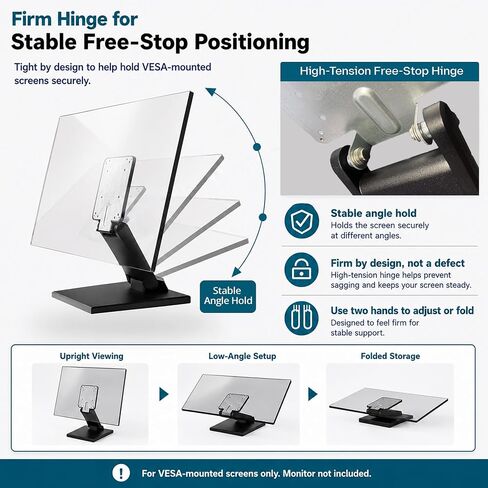 Low Profile Monitor Stand – Adjustable and Portable VESA 75x75 & 100x100mm Mount for Secondary Screens, POS, DJ Setups & Compact Desks in Saudi Arabia