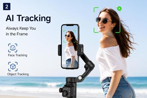 Phone Gimbal Stabilizer 3-Axis Foldable Gimbal for Video Recording with Face Trakcing TikTok YouTube Vlog Stabilizer for Android and iPhone 15/15 Pro Max/14/14 Pro in Kuwait