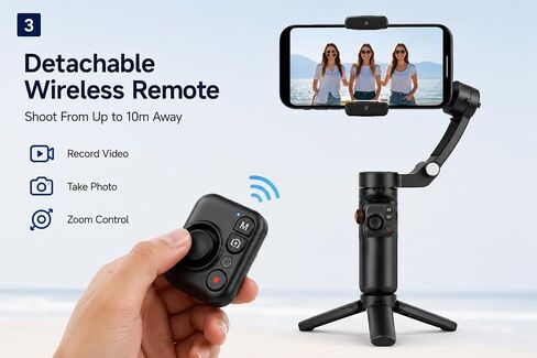 Phone Gimbal Stabilizer 3-Axis Foldable Gimbal for Video Recording with Face Trakcing TikTok YouTube Vlog Stabilizer for Android and iPhone 15/15 Pro Max/14/14 Pro in Kuwait